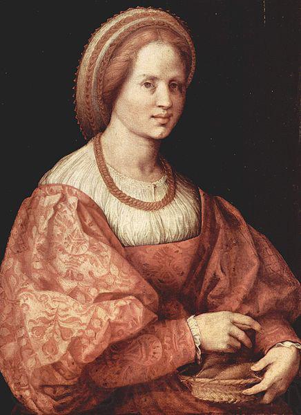 Jacopo Pontormo Portrat einer Dame mit Spindelkorbchen Spain oil painting art